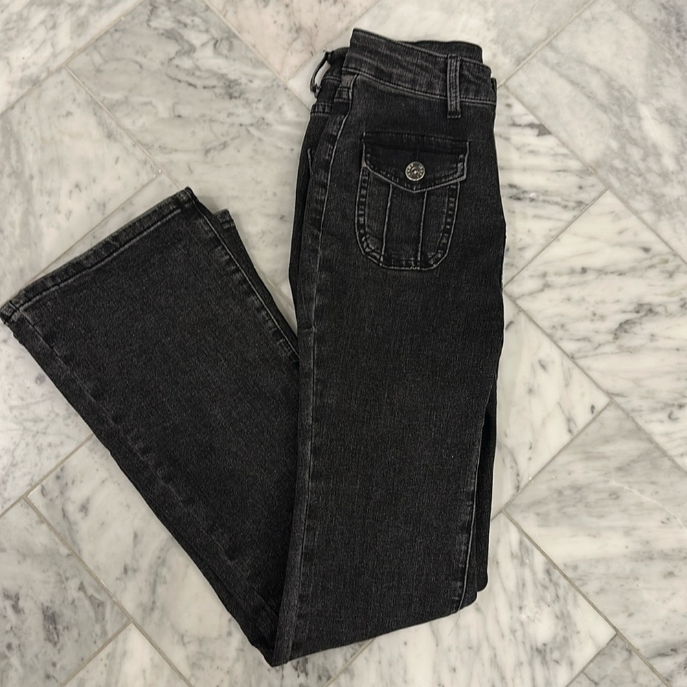 Cider Happy Hour Flare Jeans with Front Pocket Detail